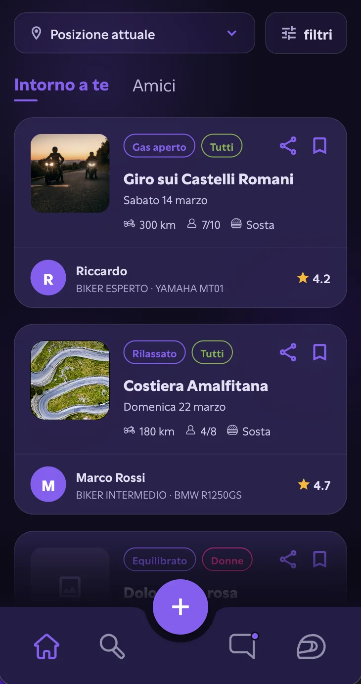 Schermata home di Reva Ride