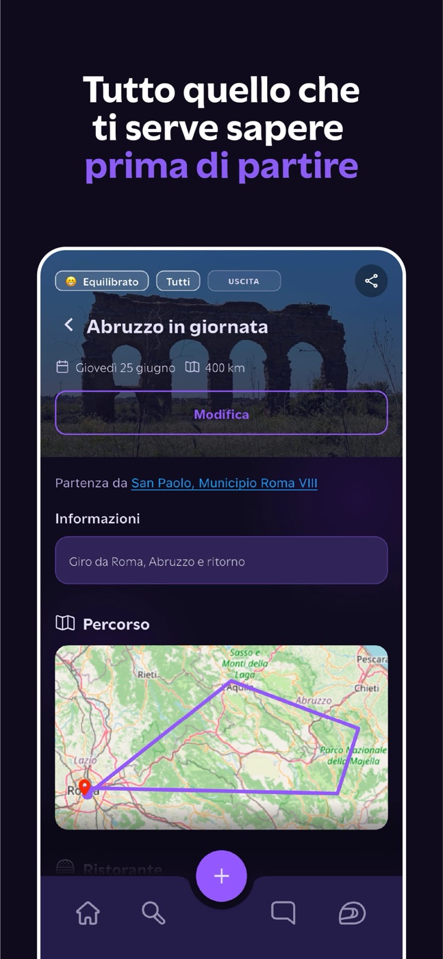 Dettaglio di un'uscita con percorso